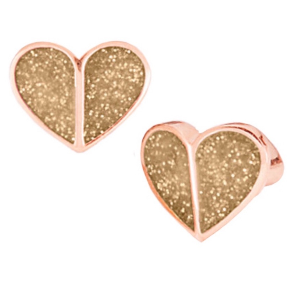 KATE SPADE • Rose Gold Heritage Heart Gold Glitter Heart Earrings